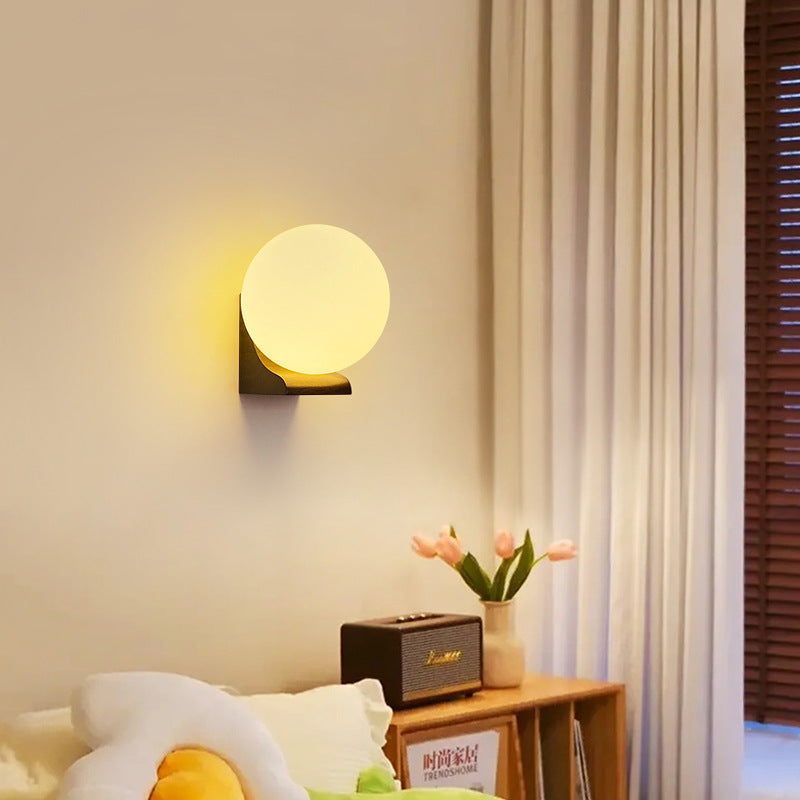 Globe Wood Glass Living Wall Lamp
