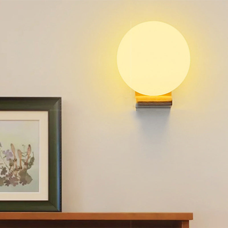 Globe Wood Glass Living Wall Lamp