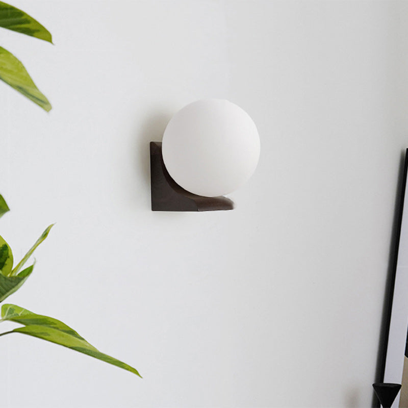 Globe Wood Glass Living Wall Lamp