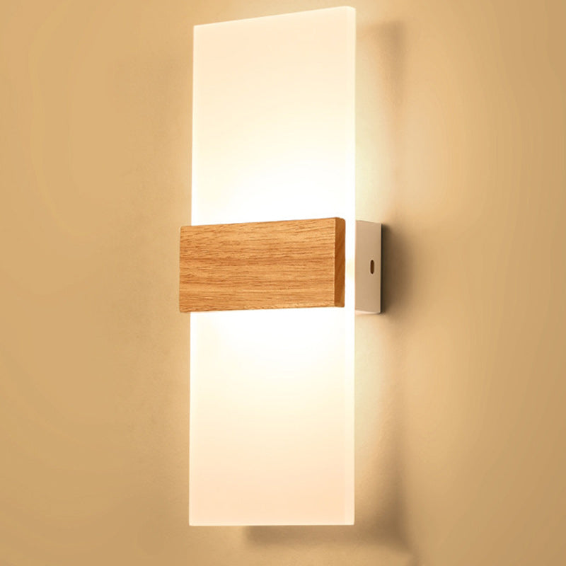 Round Wood Acrylic Living Wall Lamp