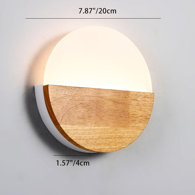 Round Wood Acrylic Living Wall Lamp