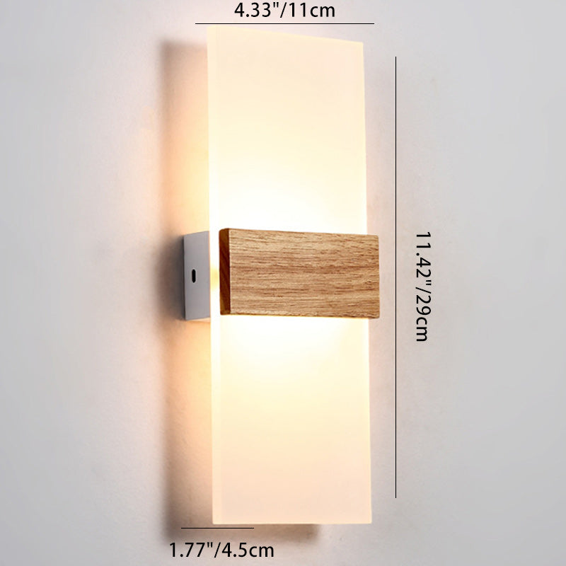 Round Wood Acrylic Living Wall Lamp