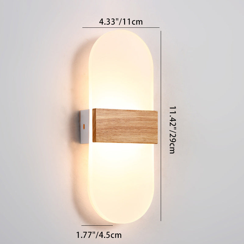 Round Wood Acrylic Living Wall Lamp
