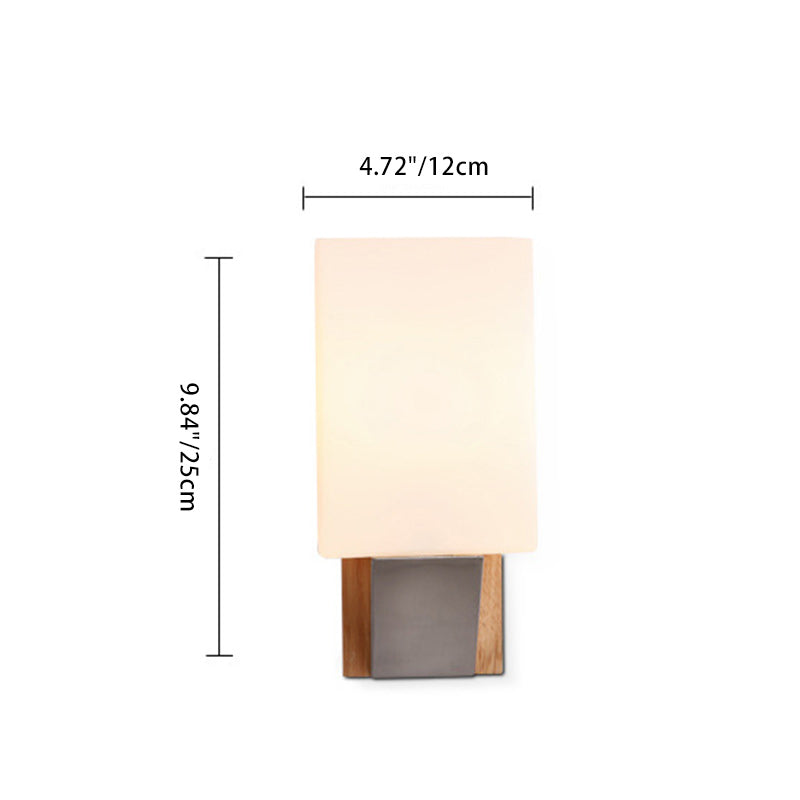 Rectangular Wood Iron Glass Wall Lamp