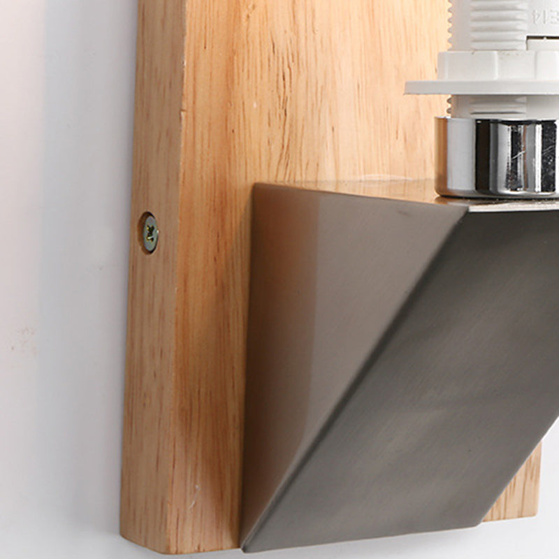 Rectangular Wood Iron Glass Wall Lamp