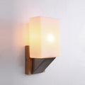 Rectangular Wood Iron Glass Wall Lamp