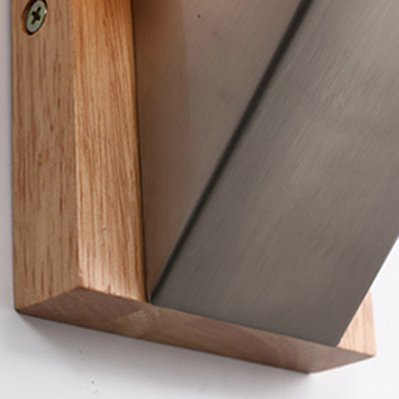 Rectangular Wood Iron Glass Wall Lamp