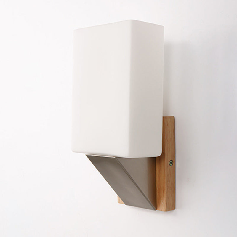 Rectangular Wood Iron Glass Wall Lamp
