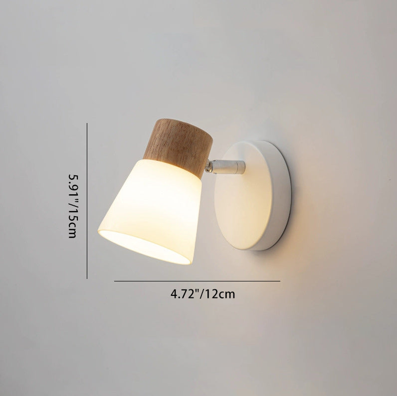 Drum Wood Iron Glass Wall Lamp