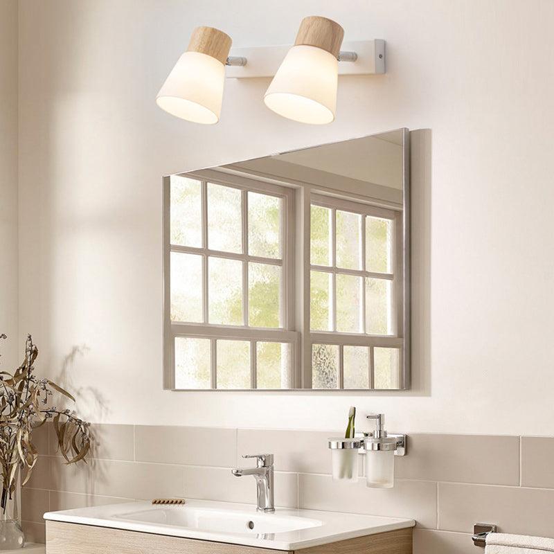 Drum Wood Iron Glass Wall Lamp