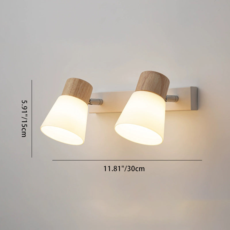 Drum Wood Iron Glass Wall Lamp