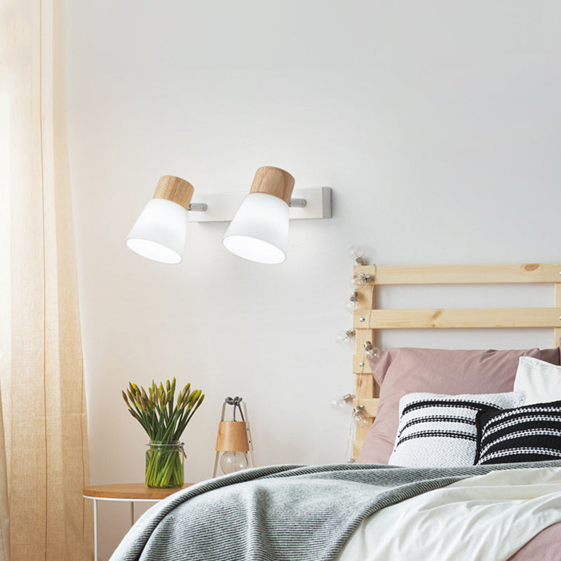 Drum Wood Iron Glass Wall Lamp