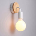 Round Wood Iron Living Wall Lamp