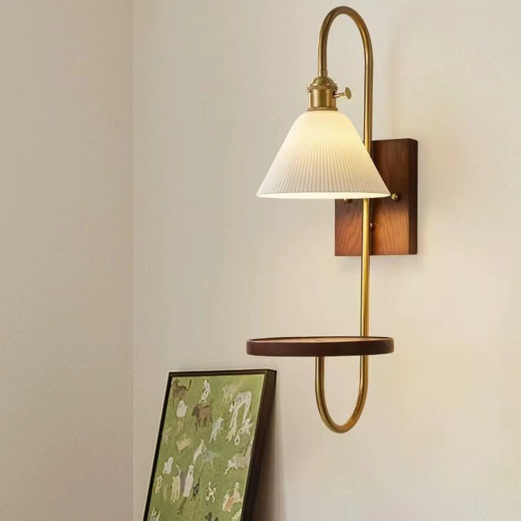 Drum Wood Iron Ceramic Wall Lamp