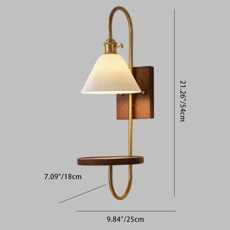 Drum Wood Iron Ceramic Wall Lamp
