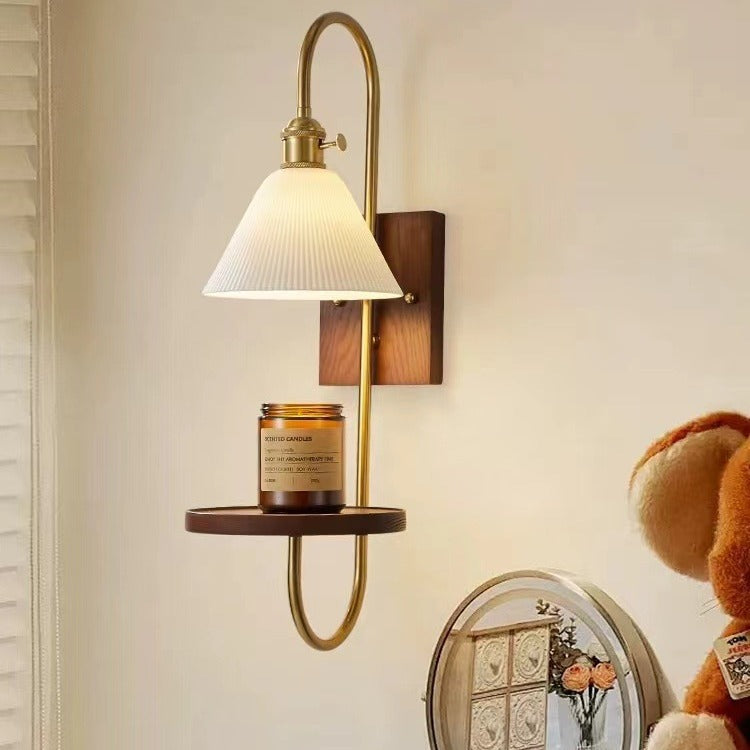 Drum Wood Iron Ceramic Wall Lamp
