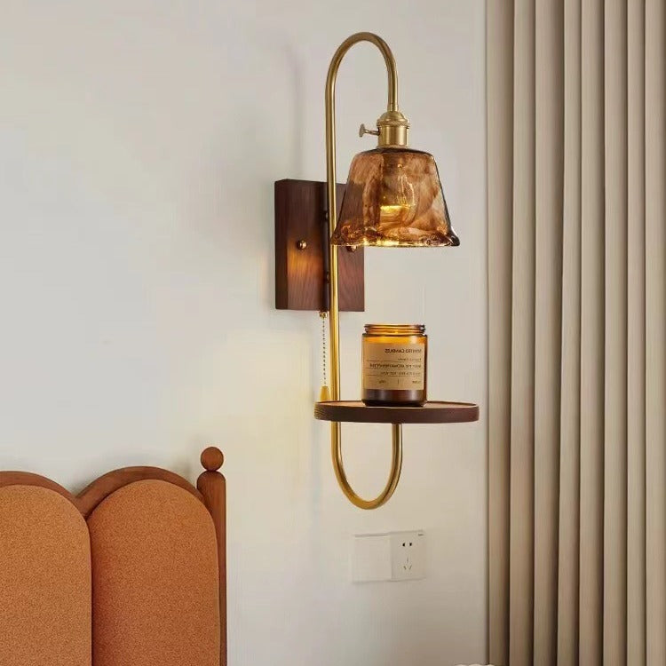 Drum Wood Iron Ceramic Wall Lamp