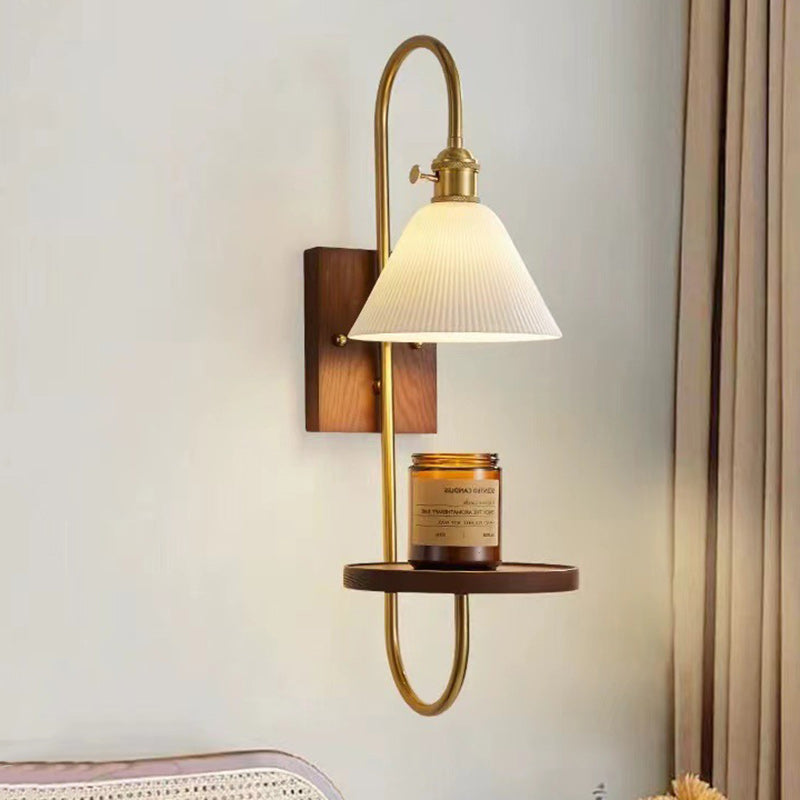 Drum Wood Iron Ceramic Wall Lamp