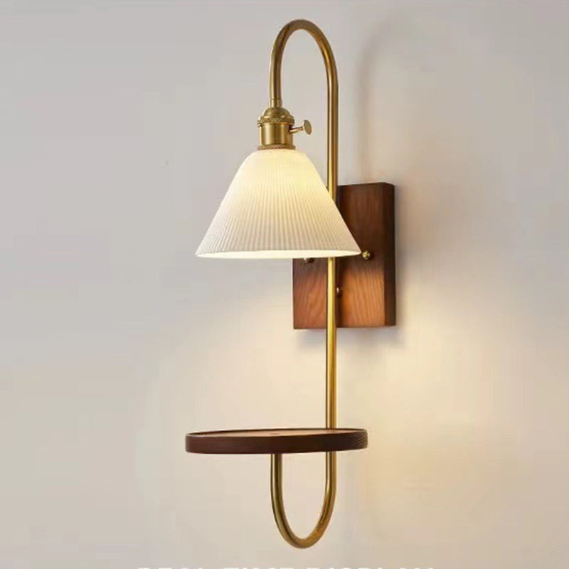 Drum Wood Iron Ceramic Wall Lamp