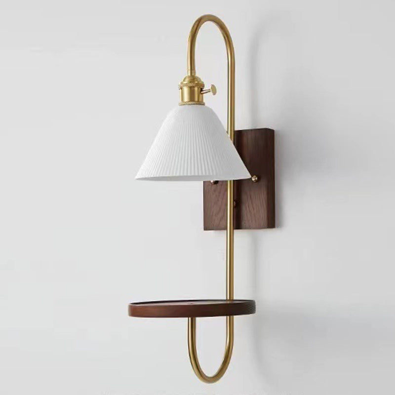 Drum Wood Iron Ceramic Wall Lamp