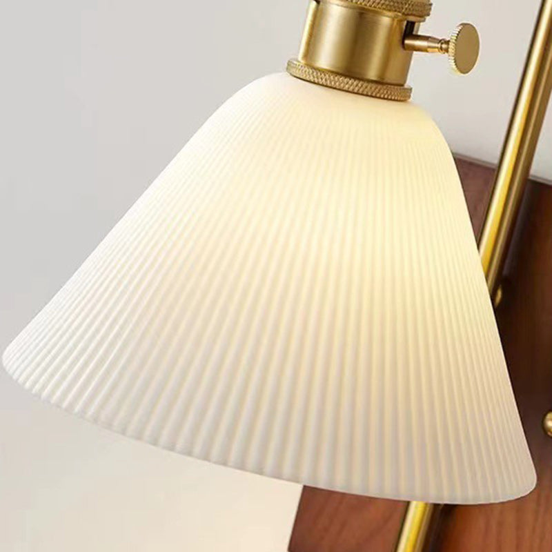 Drum Wood Iron Ceramic Wall Lamp