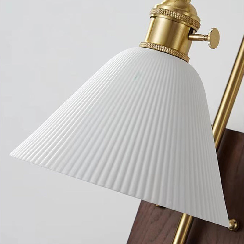 Drum Wood Iron Ceramic Wall Lamp