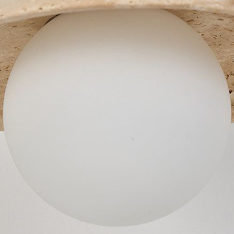 Round Stone Wood Glass Wall Lamp