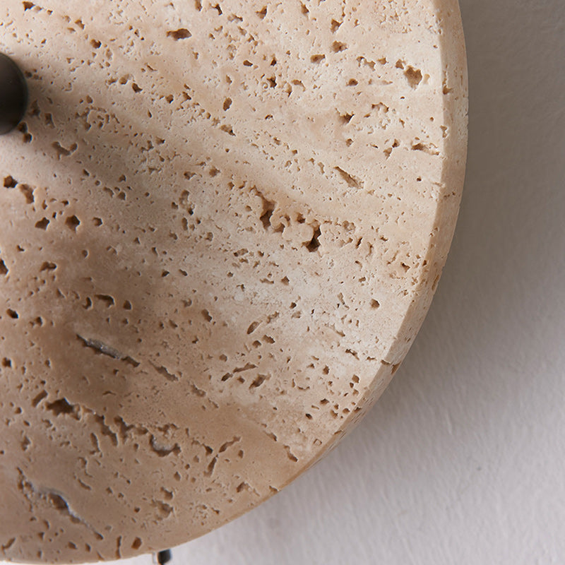 Round Stone Wood Living Wall Lamp