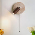 Round Stone Wood Living Wall Lamp