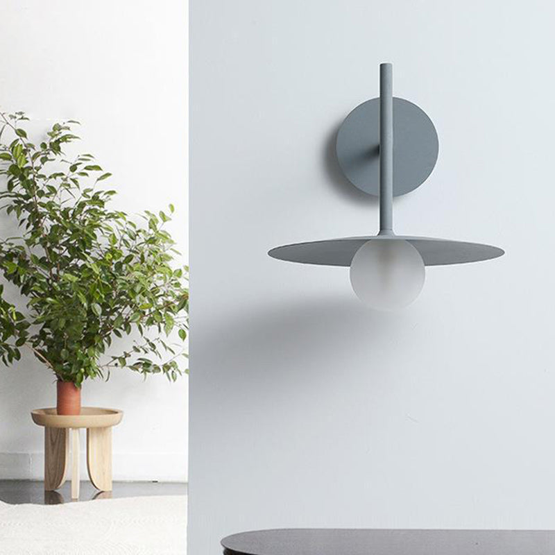 Round Iron Glass Living Wall Lamp