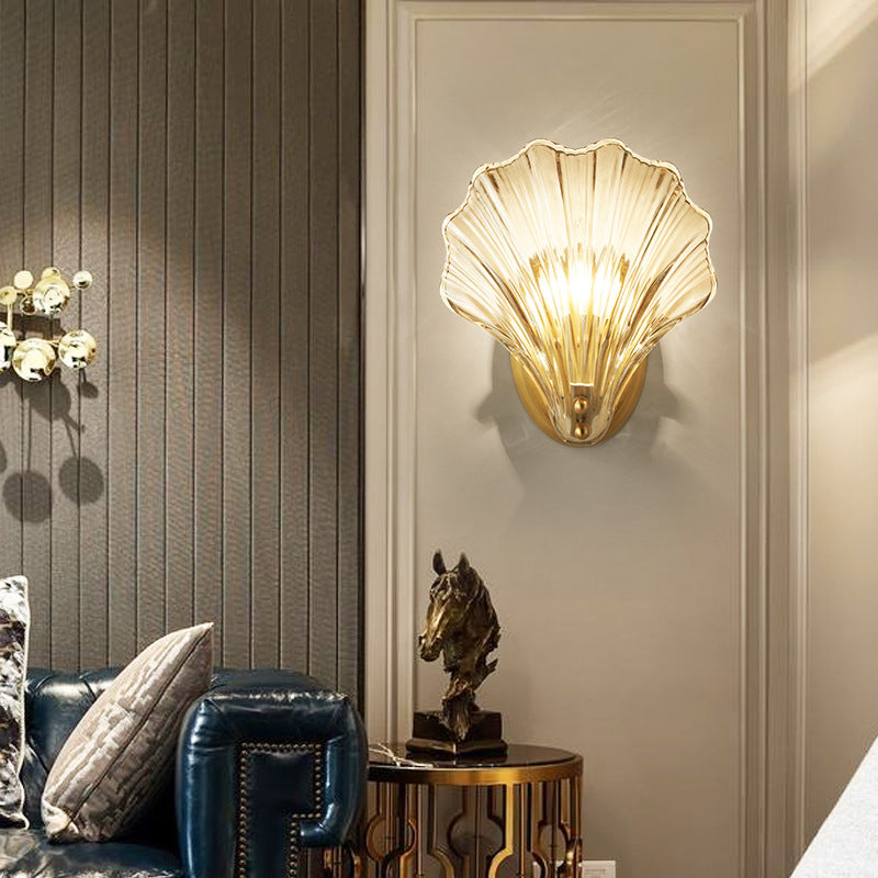 Shell Copper Glass Living Wall Lamp