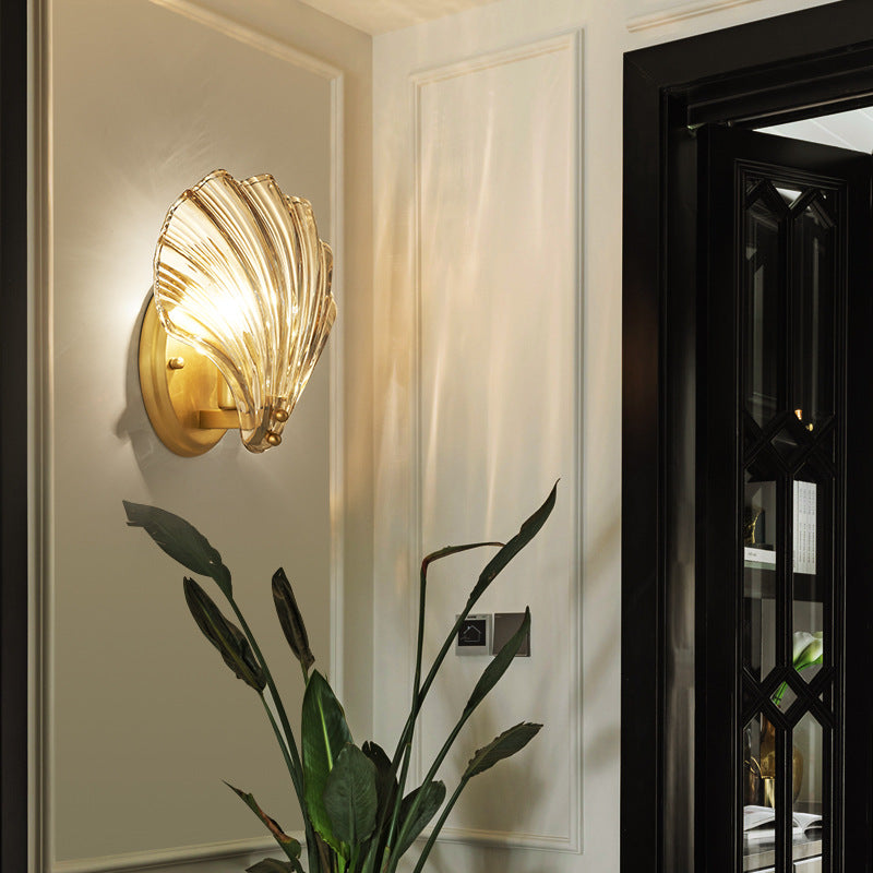 Shell Copper Glass Living Wall Lamp