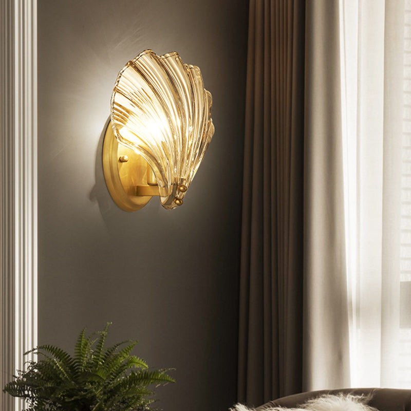 Shell Copper Glass Living Wall Lamp