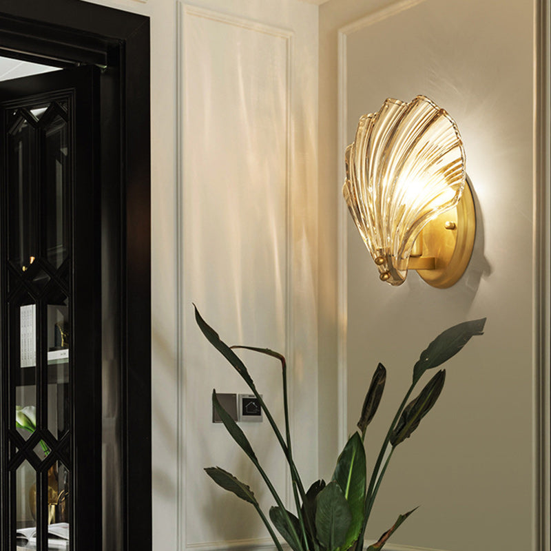 Shell Copper Glass Living Wall Lamp