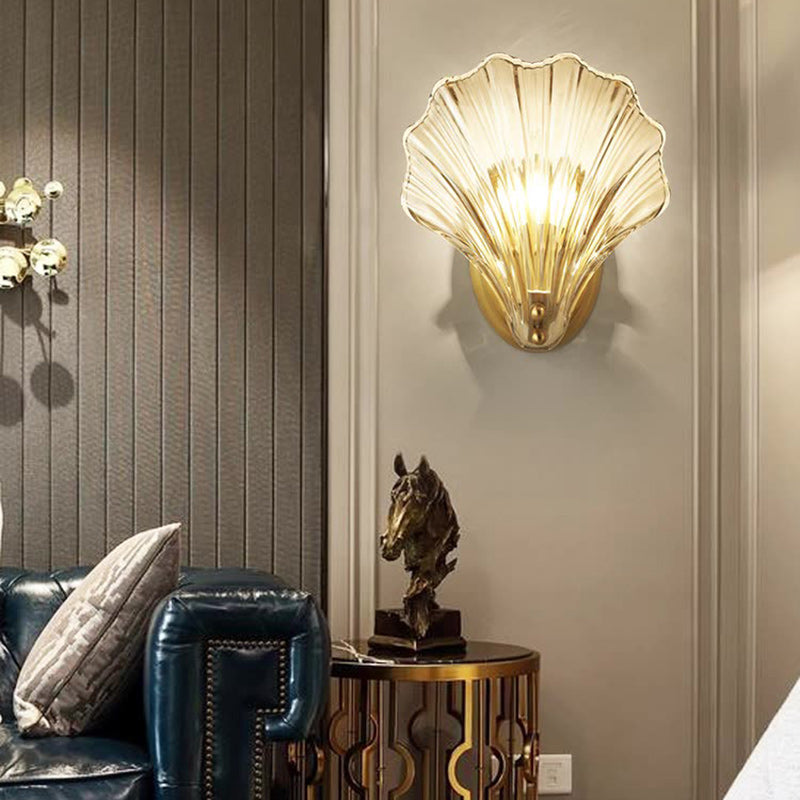 Shell Copper Glass Living Wall Lamp