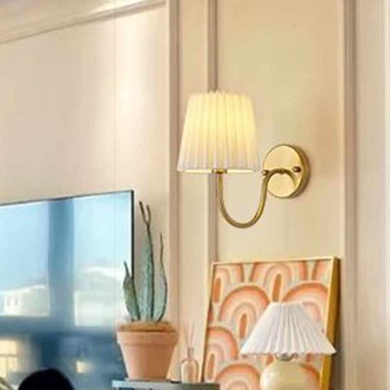 Drum Iron Fabric Glass Wall Lamp