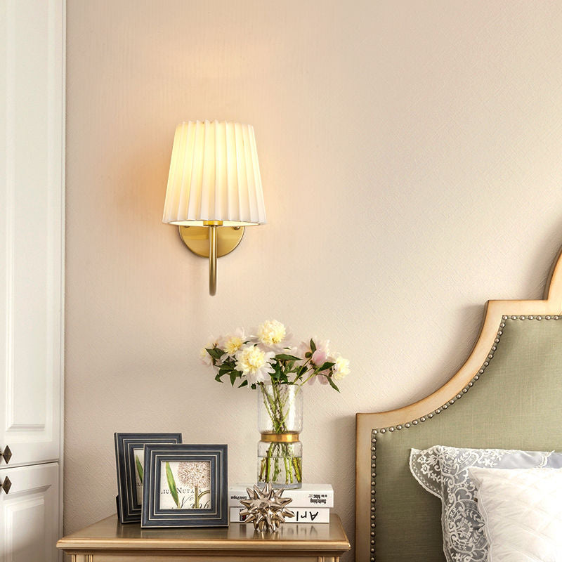 Drum Iron Fabric Glass Wall Lamp