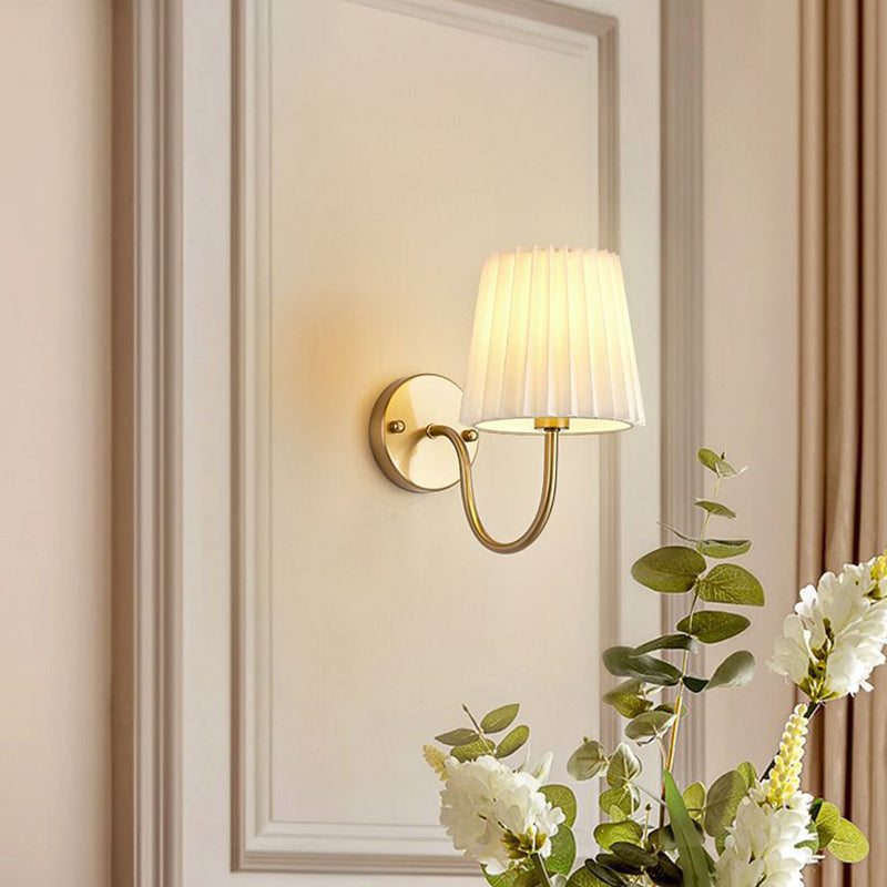 Drum Iron Fabric Glass Wall Lamp