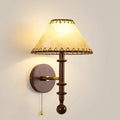 Drum Iron Wood Fabric Wall Lamp