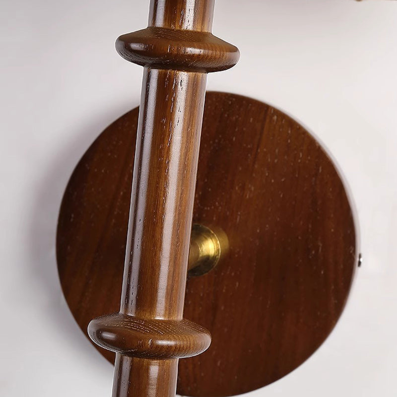 Drum Iron Wood Fabric Wall Lamp