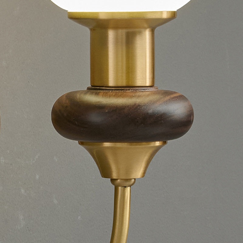 Globe Copper Wood Glass Wall Lamp