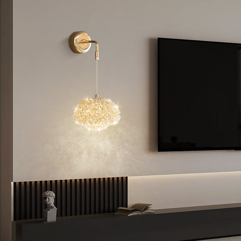 Oval Aluminum Crystal Living Wall Lamp