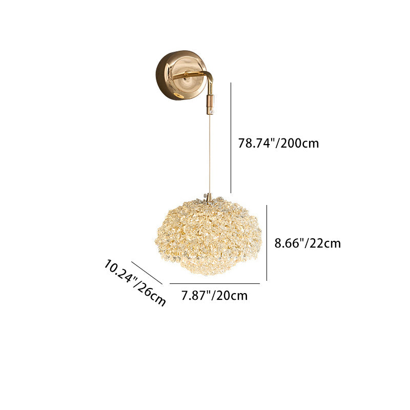 Oval Aluminum Crystal Living Wall Lamp