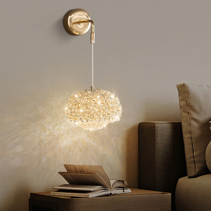Oval Aluminum Crystal Living Wall Lamp
