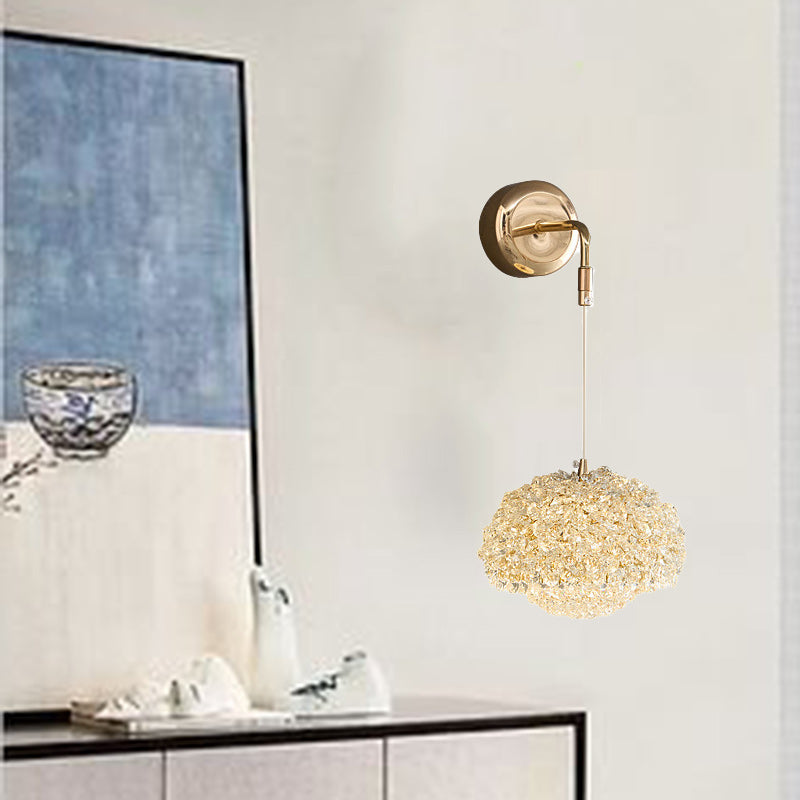 Oval Aluminum Crystal Living Wall Lamp