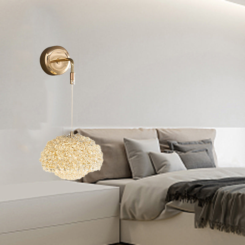Oval Aluminum Crystal Living Wall Lamp