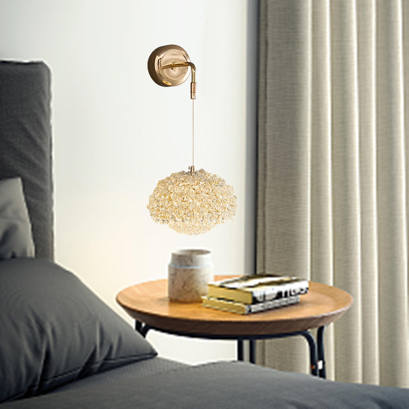 Oval Aluminum Crystal Living Wall Lamp