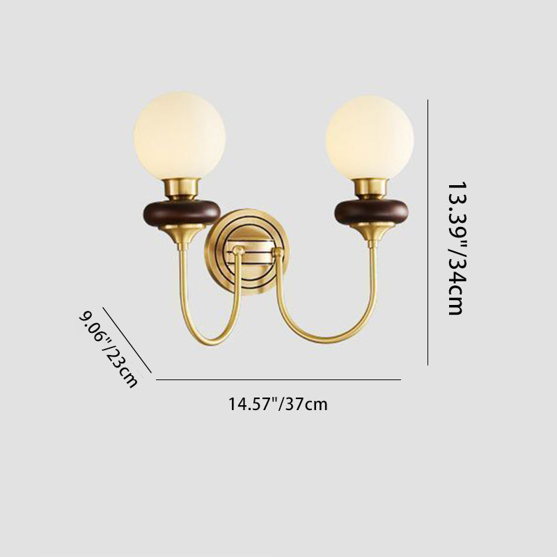 Globe Copper Wood Glass Wall Lamp