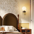 Globe Copper Wood Glass Wall Lamp