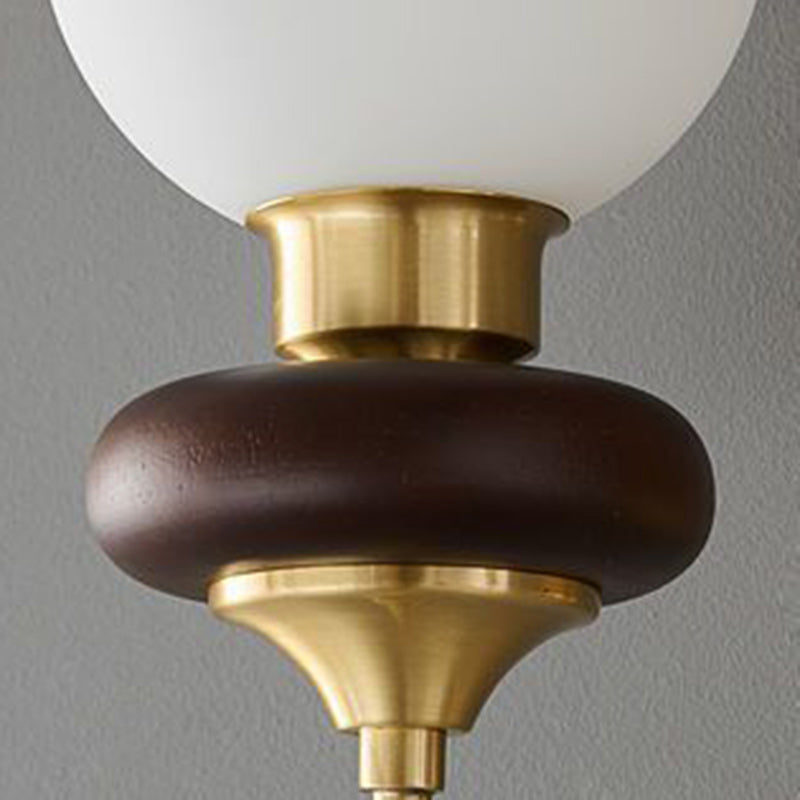 Globe Copper Wood Glass Wall Lamp
